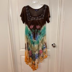 NWOT, Riviera Sun, multi-colored floral beach cover up, size small